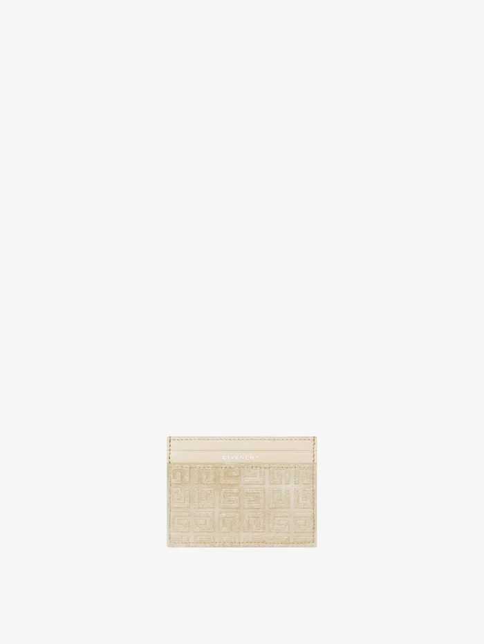 Givenchy Giv Cut Card Holder In 4G Lurex Embroidery And Leather Dusty Golden Women Wallets and Card Holders Givenchy Giv Cut Card Holder In 4G Lurex Embroidery And Leather Dusty Golden Women Wallets and Card Holders