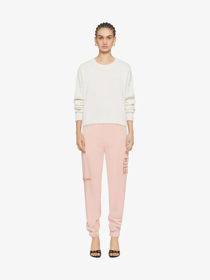 Givenchy GIVENCHY 4G Slim Fit Jogger Pants In Tufted Fleece Blush Pink Women Pants and Shorts Givenchy GIVENCHY 4G Slim Fit Jogger Pants In Tufted Fleece Blush Pink Women Pants and Shorts