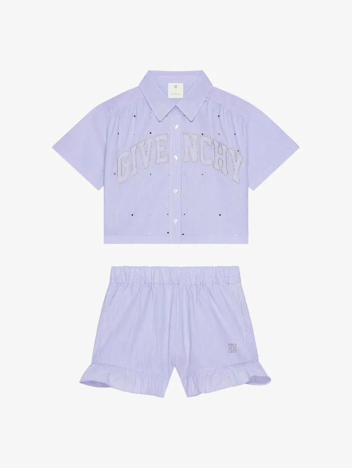 Givenchy GIVENCHY College Shirt And Shorts With Stripes Set Whiteblue Women Baby 1 Month To 3 Years