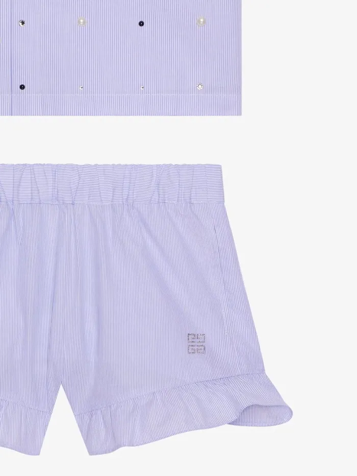 Givenchy GIVENCHY College Shirt And Shorts With Stripes Set Whiteblue Women Baby 1 Month To 3 Years