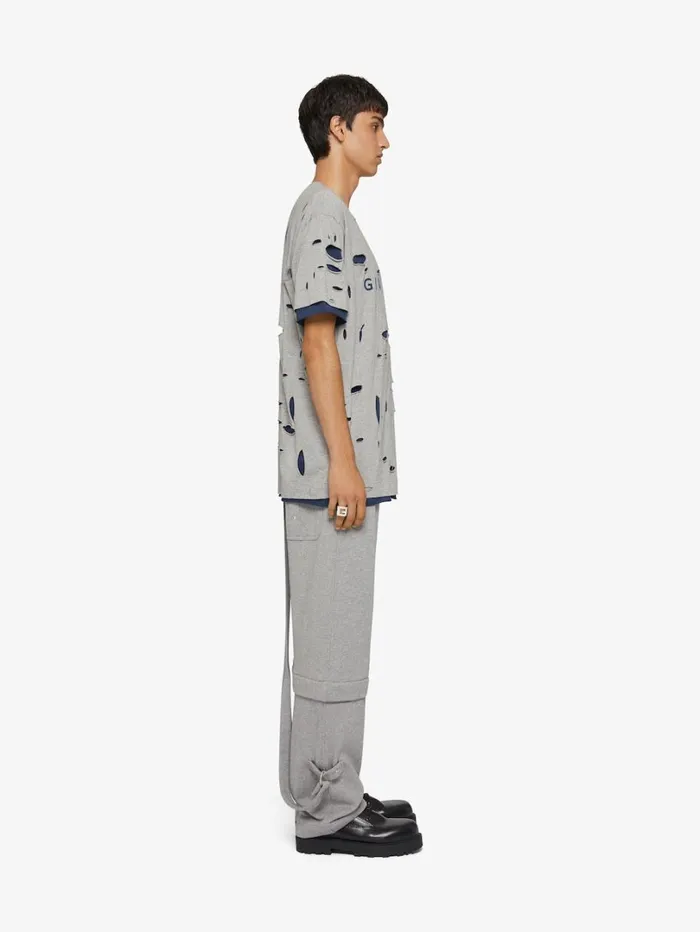 Givenchy GIVENCHY Oversized Tshirt In Destroyed Cotton Greyblue Men TShirts
