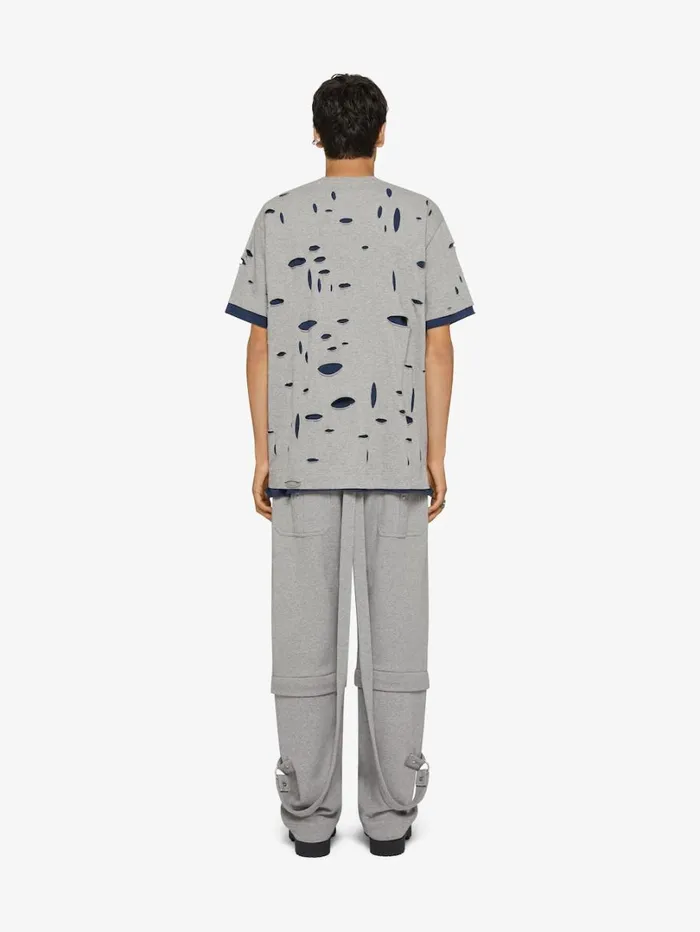Givenchy GIVENCHY Oversized Tshirt In Destroyed Cotton Greyblue Men TShirts