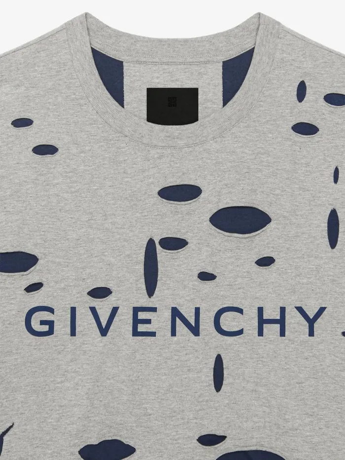 Givenchy GIVENCHY Oversized Tshirt In Destroyed Cotton Greyblue Men TShirts