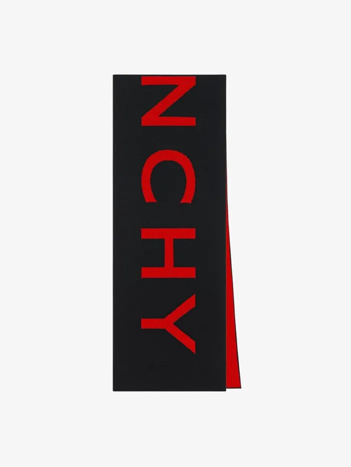 Givenchy GIVENCHY Scarf In Wool Blackred Men Scarves and Ties