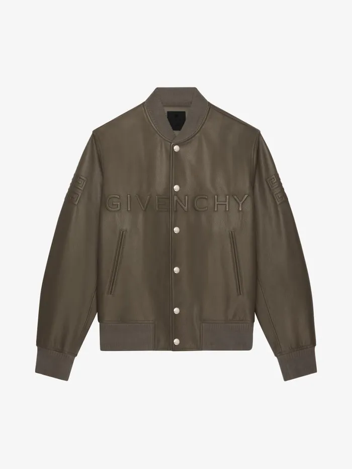 Givenchy GIVENCHY Varsity Jacket In Leather Khaki Men Outerwear and Blousons