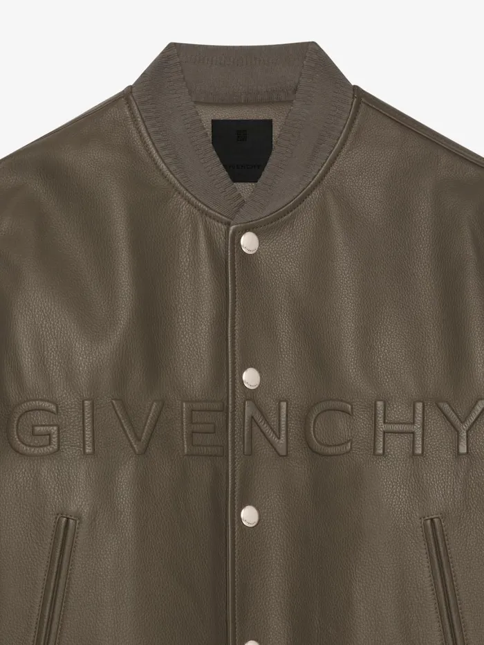Givenchy GIVENCHY Varsity Jacket In Leather Khaki Men Outerwear and Blousons Givenchy GIVENCHY Varsity Jacket In Leather Khaki Men Outerwear and Blousons