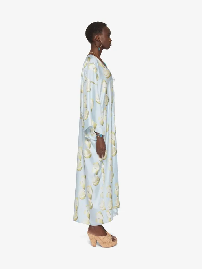 Givenchy Kaftan In Silk With Lemon Print Blueyellow Women Dresses