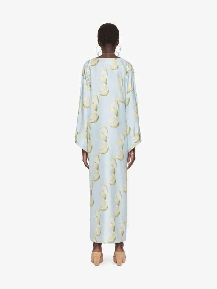 Givenchy Kaftan In Silk With Lemon Print Blueyellow Women Dresses