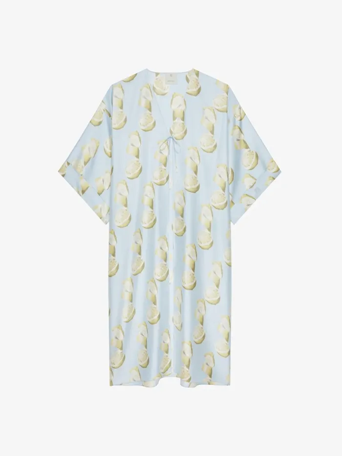 Givenchy Kaftan In Silk With Lemon Print Blueyellow Women Dresses