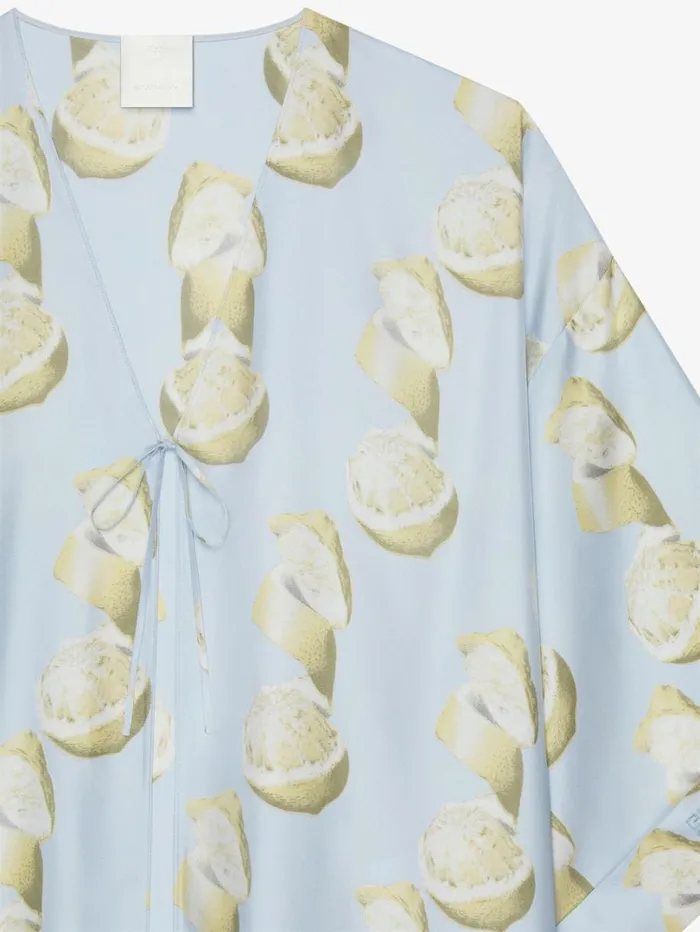 Givenchy Kaftan In Silk With Lemon Print Blueyellow Women Dresses