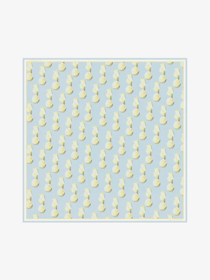 Givenchy Large Square In Silk 4G Jacquard With Lemon Print Sky Blue Women Scarves