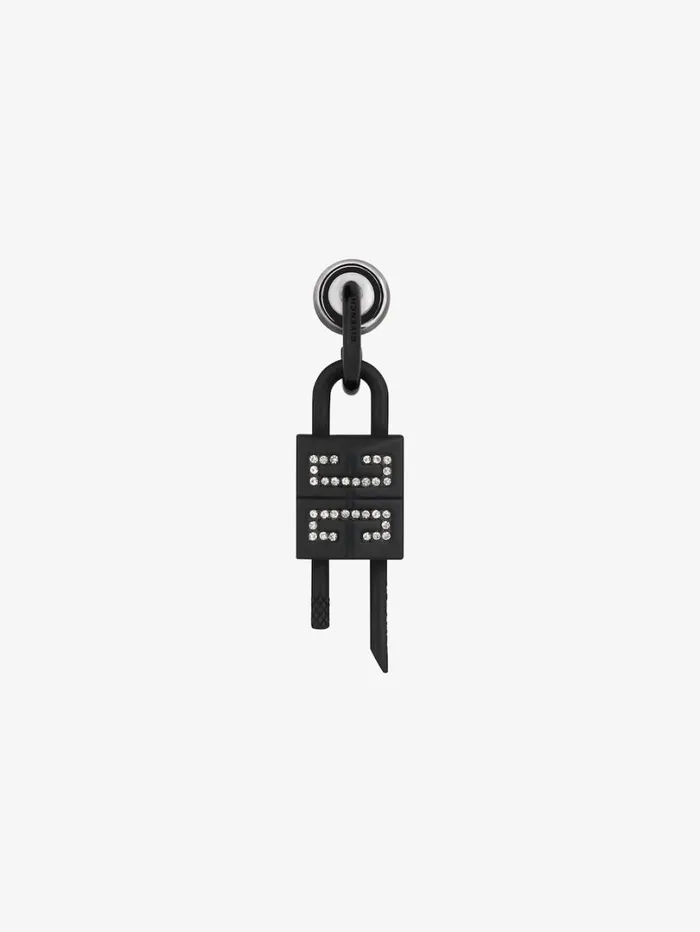 Givenchy Lock Earring In Metal With Crystals Black Men Jewelry