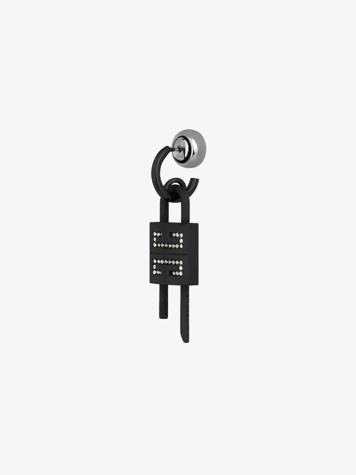 Givenchy Lock Earring In Metal With Crystals Black Men Jewelry Givenchy Lock Earring In Metal With Crystals Black Men Jewelry