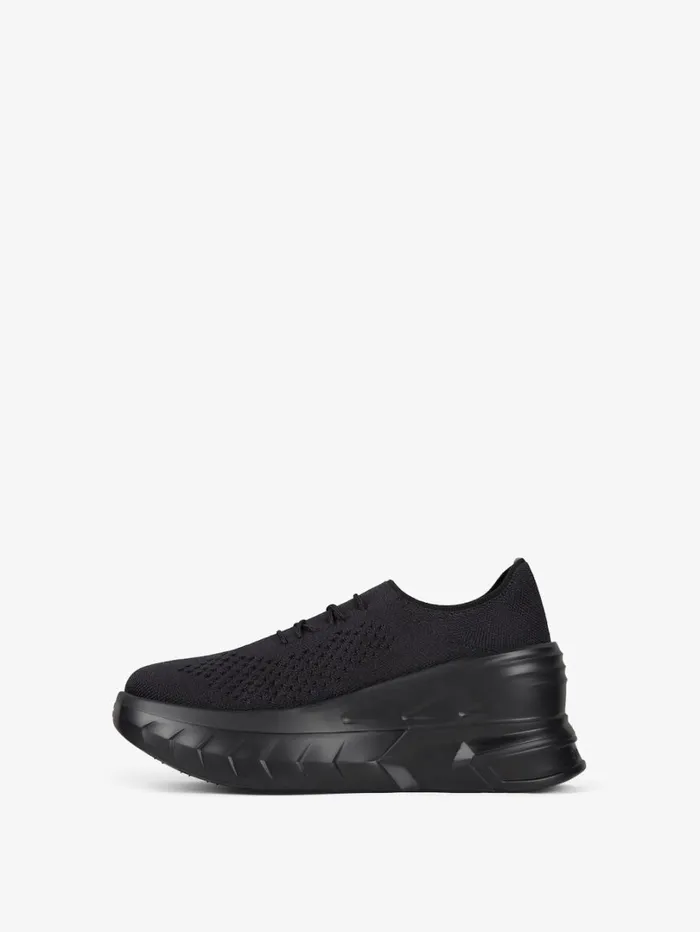 Givenchy Marshmallow Wedge Sneakers In Rubber And Knit Black Women Shark Lock Givenchy Marshmallow Wedge Sneakers In Rubber And Knit Black Women Shark Lock