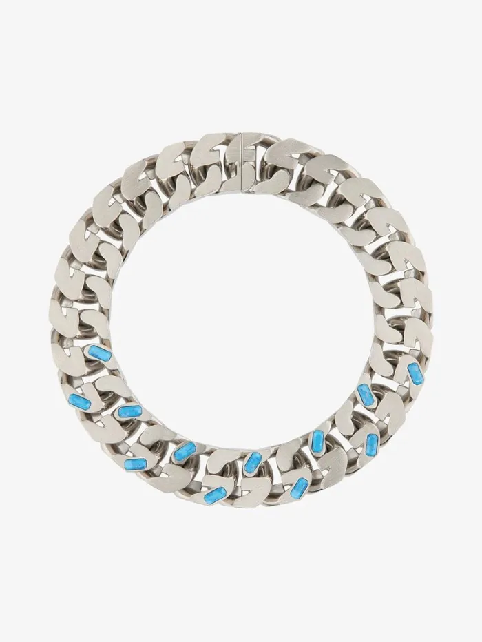 Givenchy Medium G Chain Necklace In Metal And Resin Turquoise Women Jewelry