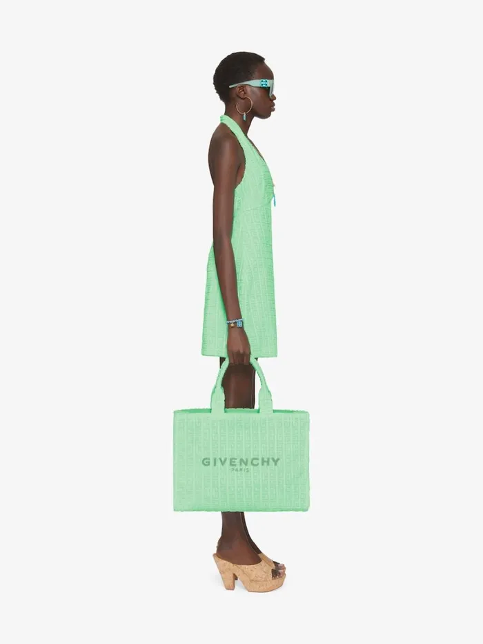 Givenchy Medium GTote Bag In 4G Cotton Towelling Aqua Green Women Shoulder Bags