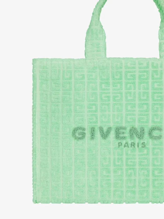 Givenchy Medium GTote Bag In 4G Cotton Towelling Aqua Green Women Shoulder Bags