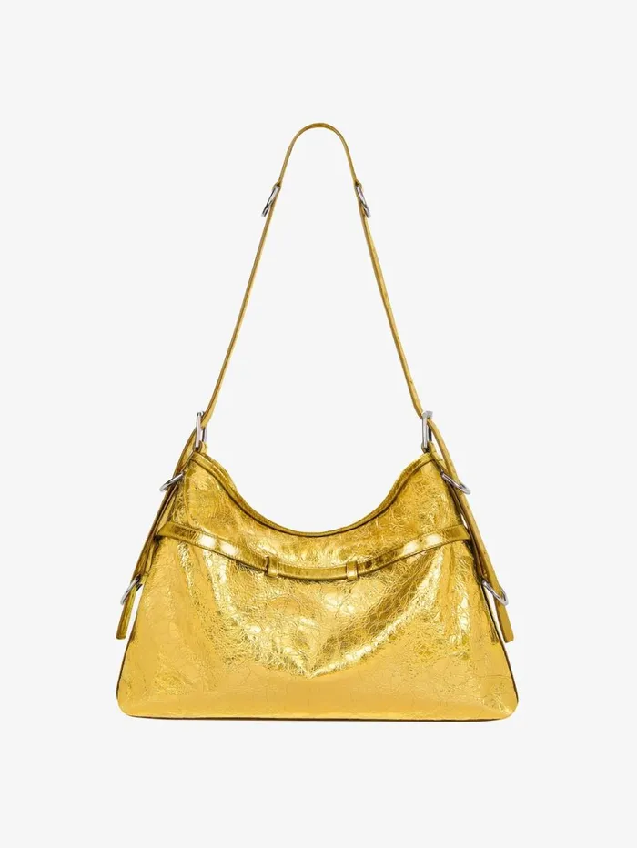 Givenchy Medium Voyou Bag In Laminated Leather Golden Women Crossbody Bags Givenchy Medium Voyou Bag In Laminated Leather Golden Women Crossbody Bags