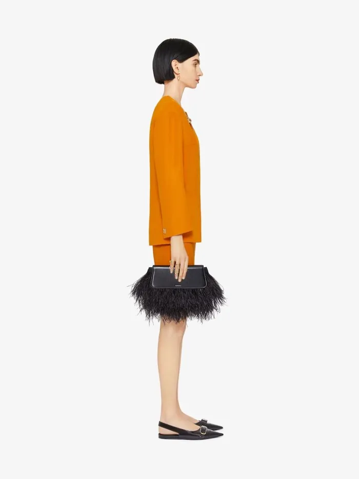 Givenchy Mini Skirt In Linen And Silk With 4G Liquid Detail Dark Orange Women Skirts