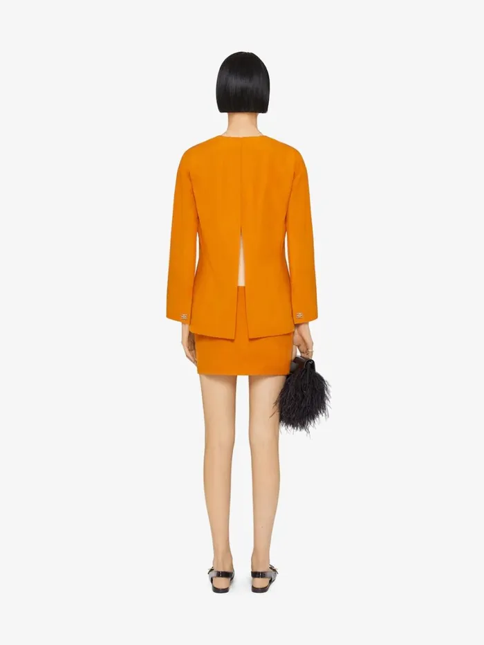 Givenchy Mini Skirt In Linen And Silk With 4G Liquid Detail Dark Orange Women Skirts