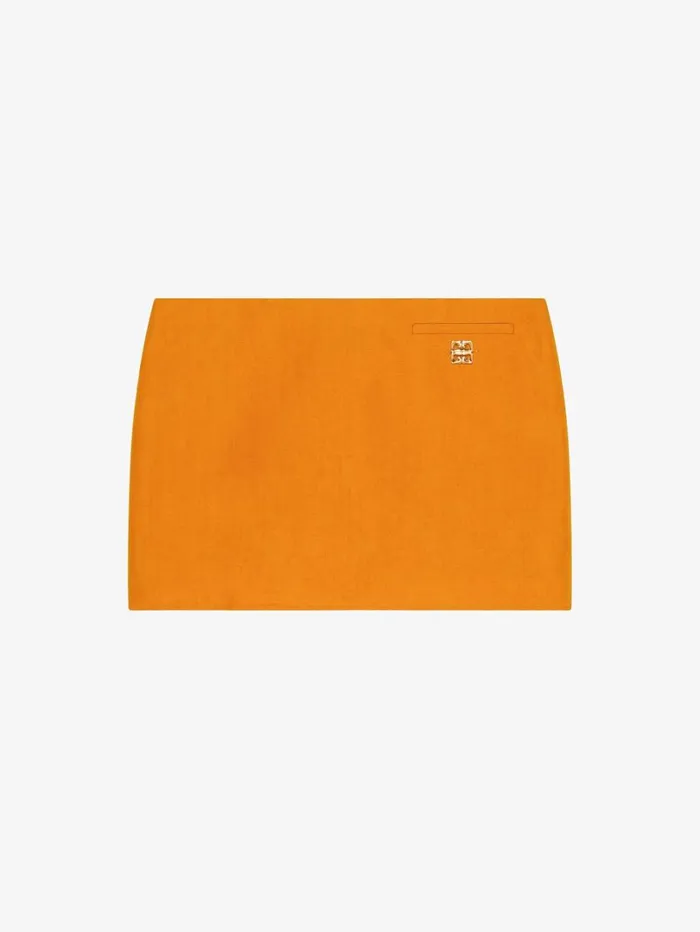 Givenchy Mini Skirt In Linen And Silk With 4G Liquid Detail Dark Orange Women Skirts