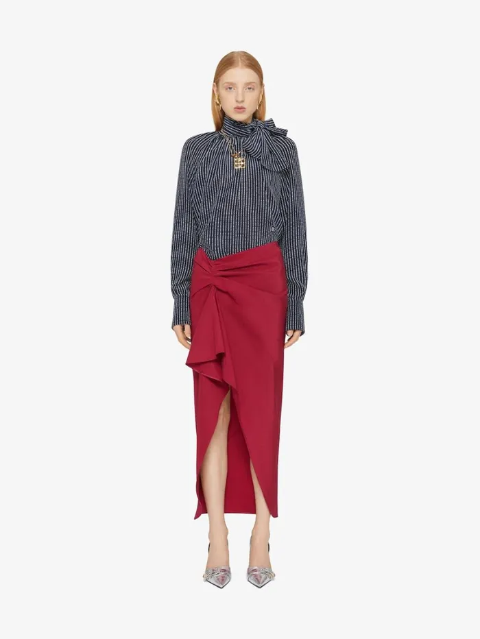 Givenchy Polka Dots Blouse In Silk With Lavallire Navywhite Women Tops and Shirts