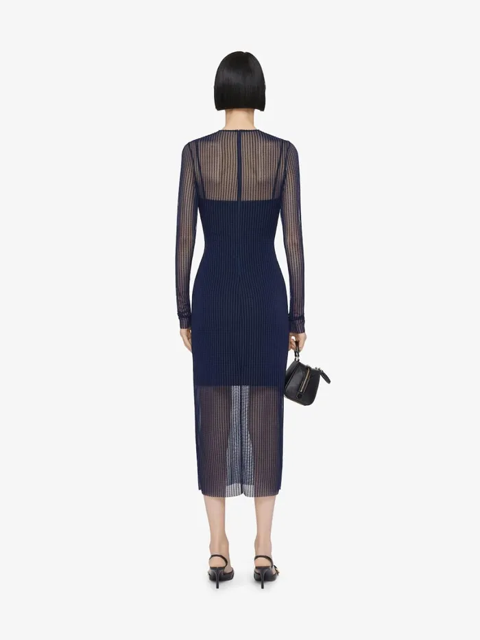 Givenchy Polka Dots Dress In Tulle Navy Women Dresses