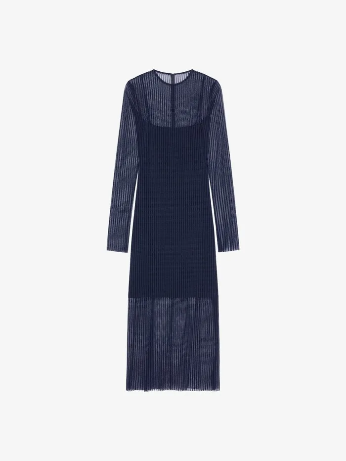 Givenchy Polka Dots Dress In Tulle Navy Women Dresses