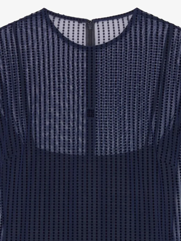 Givenchy Polka Dots Dress In Tulle Navy Women Dresses