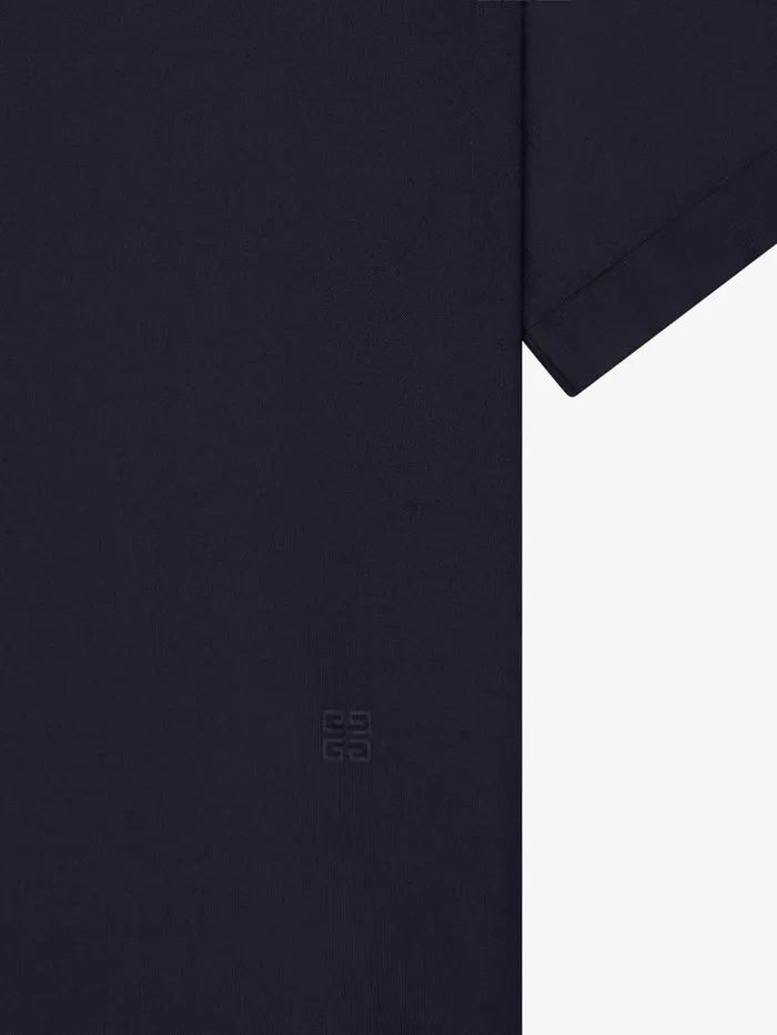 Givenchy Polo In Cotton And Silk With 4G Detail Night Blue Men TShirts