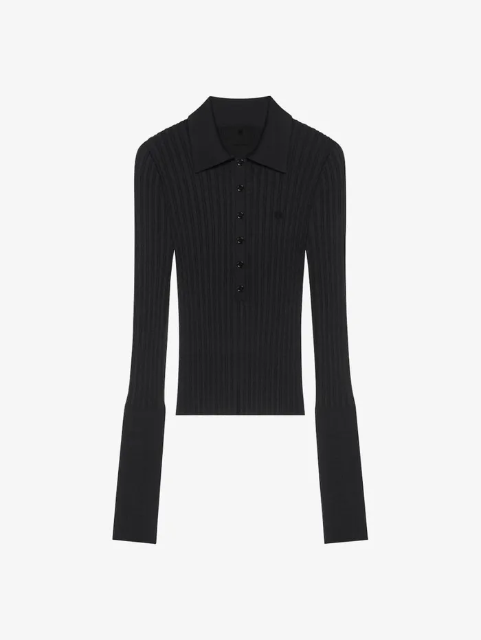 Givenchy Polo Sweater In Wool With 4G Detail Black Women Knitwear