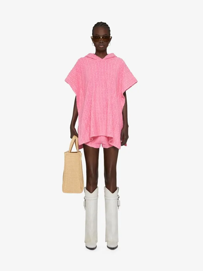 Givenchy Poncho In 4G Cotton Towelling Old Pink Women Tops and Shirts