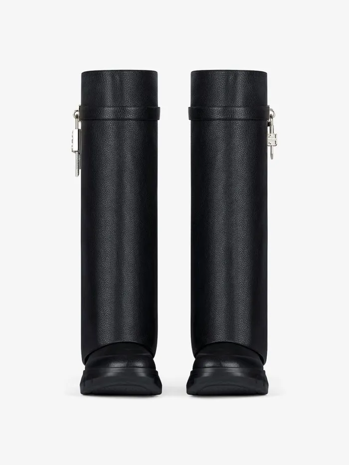 Givenchy Shark Lock Biker Boots In Grained Leather Black Women Shark Lock