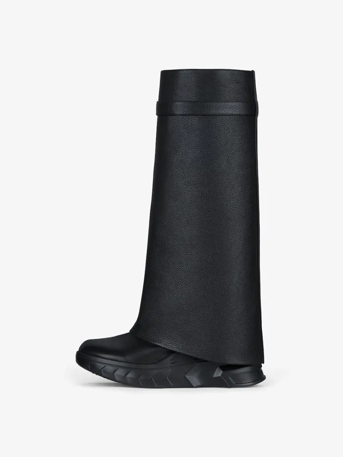 Givenchy Shark Lock Biker Boots In Grained Leather Black Women Shark Lock