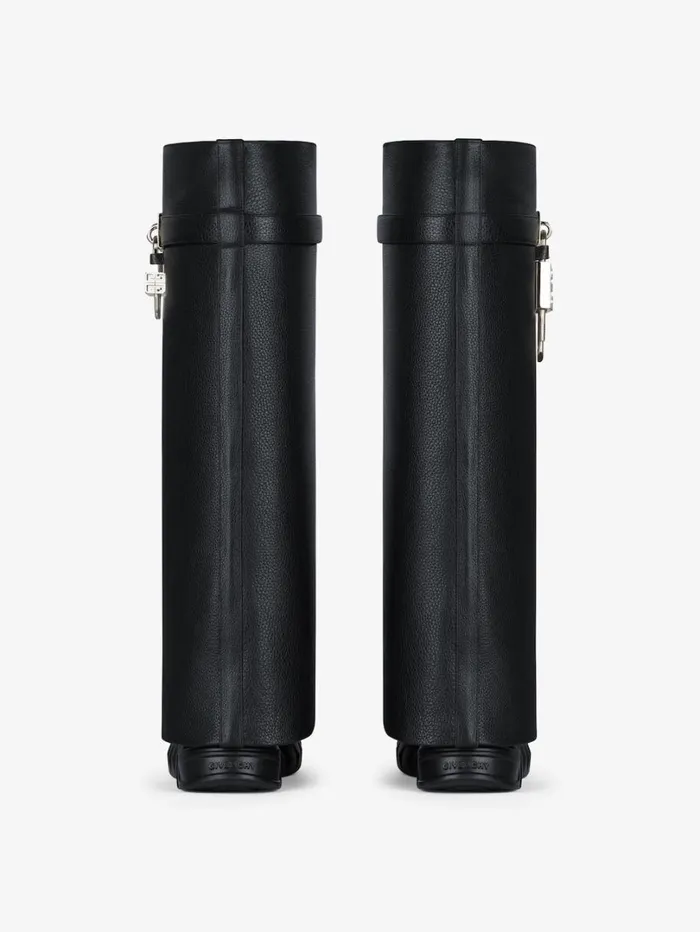 Givenchy Shark Lock Biker Boots In Grained Leather Black Women Shark Lock