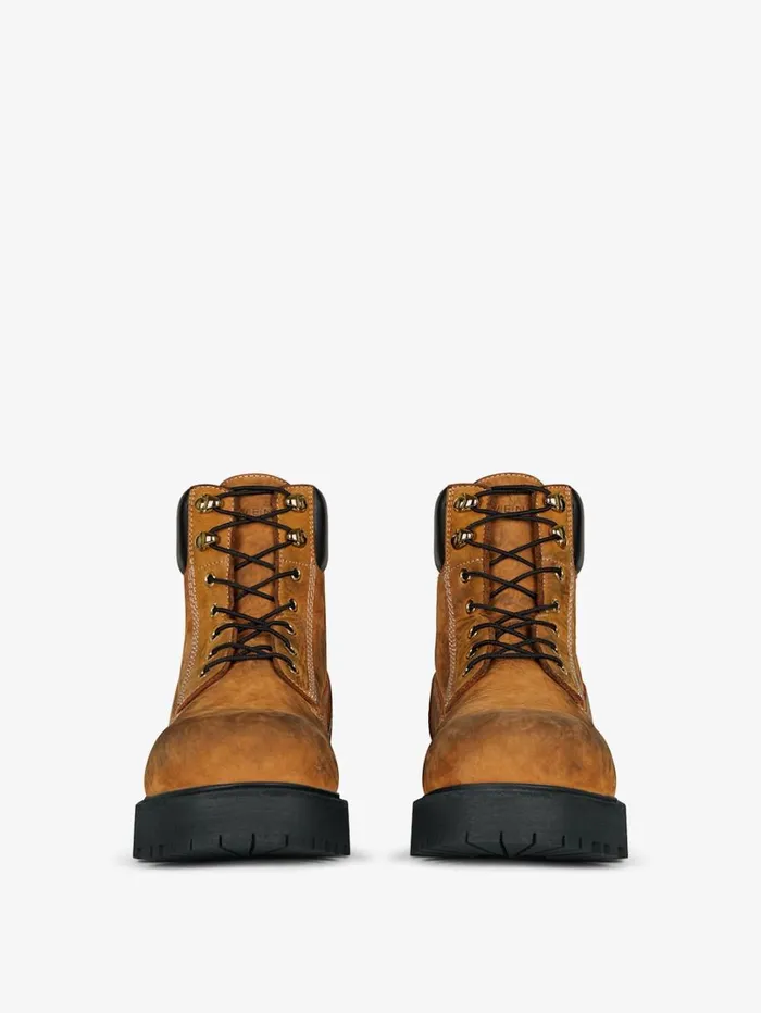 Givenchy Show Ankle Workboots In Nubuck With Used Effect Beigeblack Men Boots and Loafers