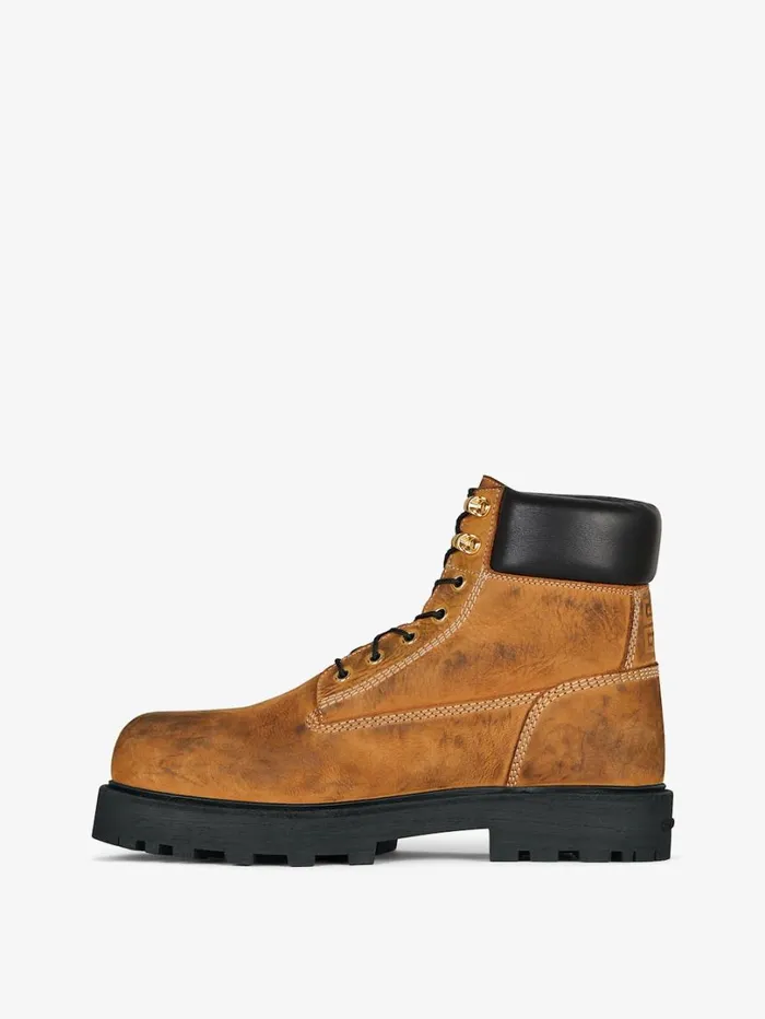 Givenchy Show Ankle Workboots In Nubuck With Used Effect Beigeblack Men Boots and Loafers
