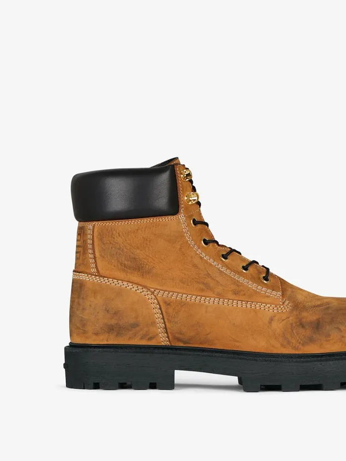 Givenchy Show Ankle Workboots In Nubuck With Used Effect Beigeblack Men Boots and Loafers