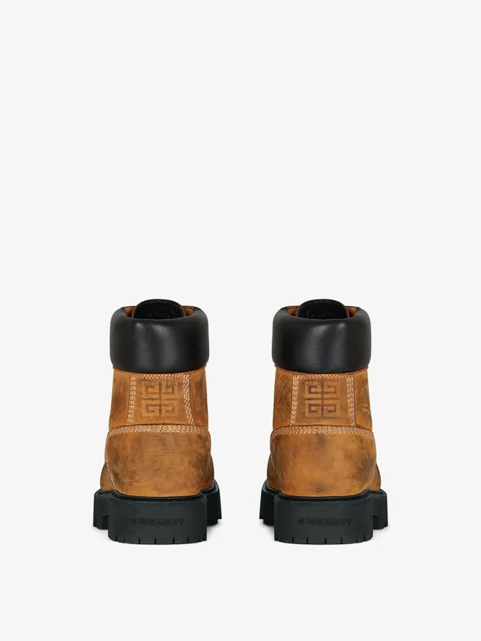 Givenchy Show Ankle Workboots In Nubuck With Used Effect Beigeblack Men Boots and Loafers