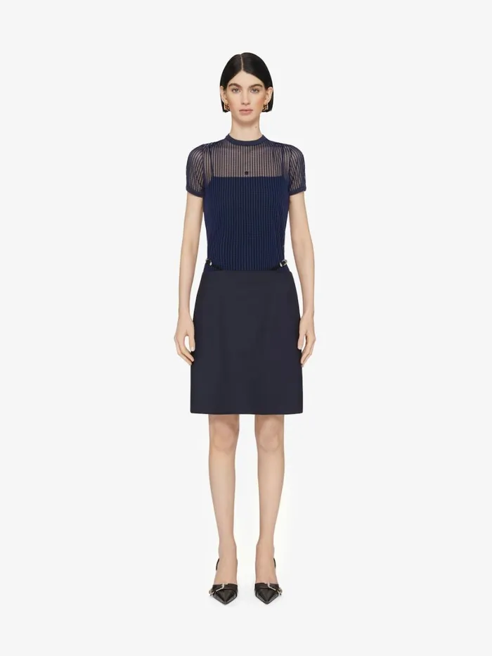 Givenchy Slim Fit Polka Dots Tshirt In Tulle Navy Women TShirts