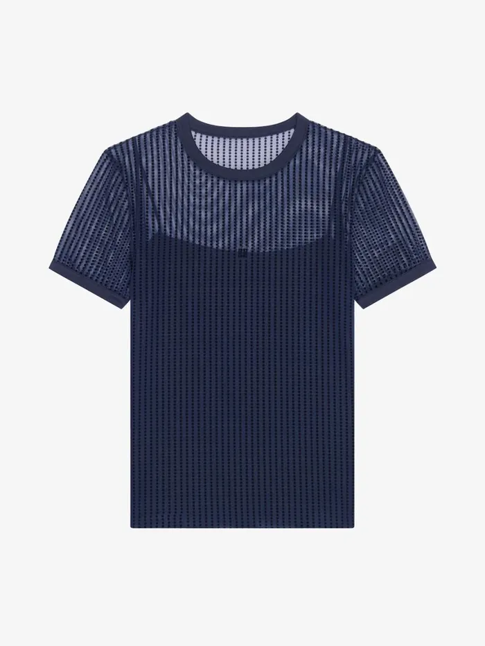 Givenchy Slim Fit Polka Dots Tshirt In Tulle Navy Women TShirts