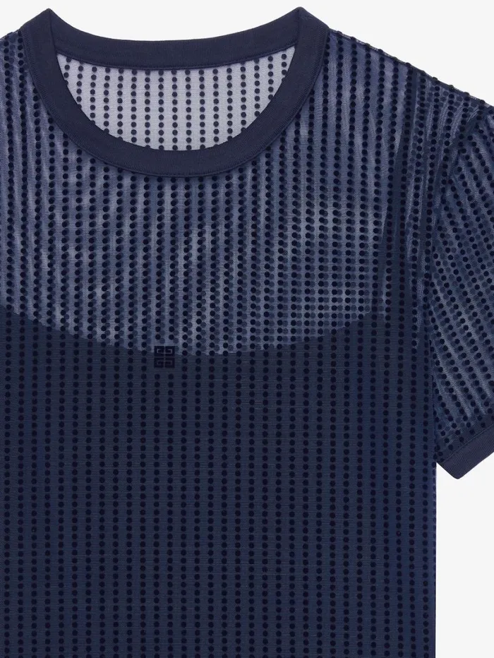 Givenchy Slim Fit Polka Dots Tshirt In Tulle Navy Women TShirts
