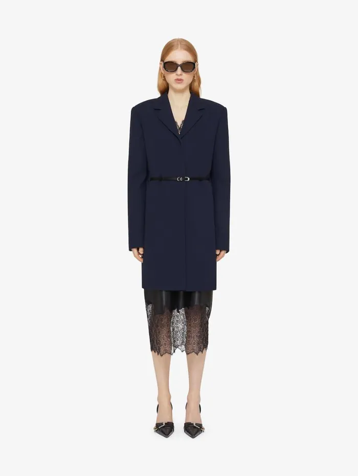 Givenchy Voyou Coat In Double Face Wool Navygrey Women Coats and Jackets