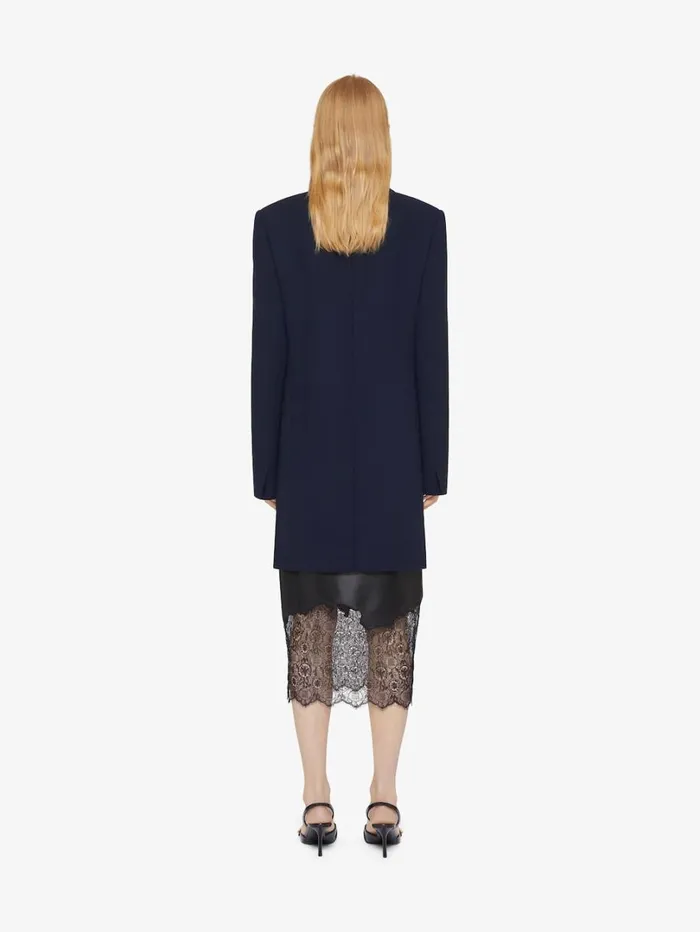 Givenchy Voyou Coat In Double Face Wool Navygrey Women Coats and Jackets