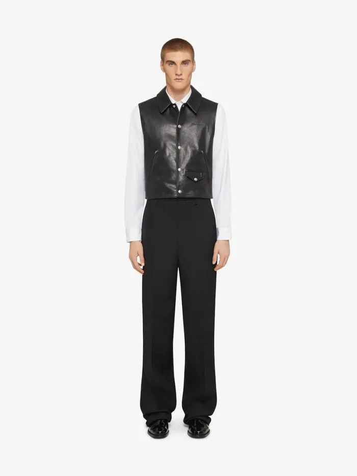 Givenchy Waistcoat In Leather Black Men Outerwear and Blousons