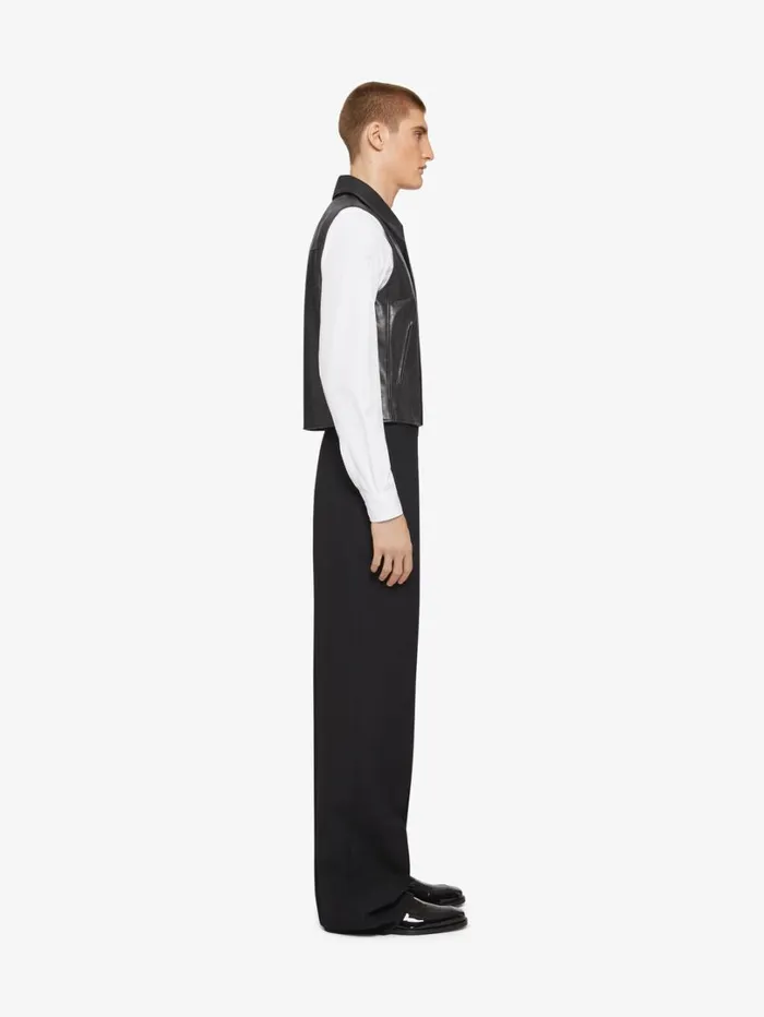 Givenchy Waistcoat In Leather Black Men Outerwear and Blousons
