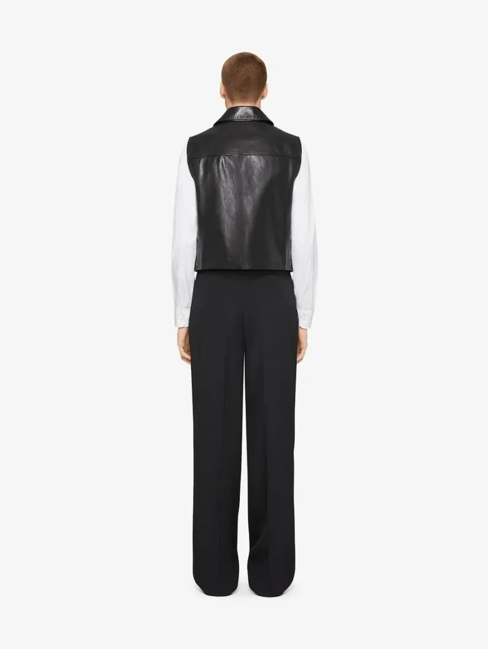 Givenchy Waistcoat In Leather Black Men Outerwear and Blousons