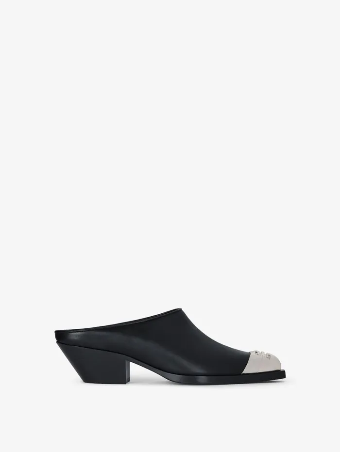 Givenchy Western Mules In Leather Black Women Boots and Booties