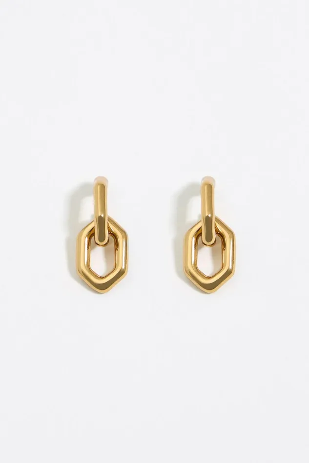 Gold Hexagonal Links Earrings Gold Women Bimba Y Lola Jewelry