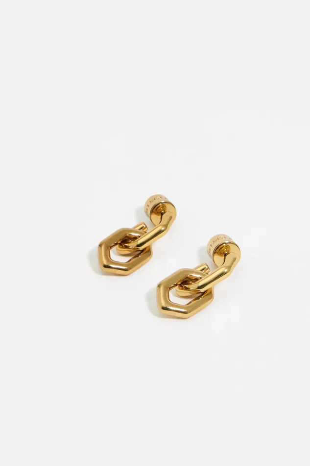Gold Hexagonal Links Earrings Gold Women Bimba Y Lola Jewelry Gold Hexagonal Links Earrings Gold Women Bimba Y Lola Jewelry